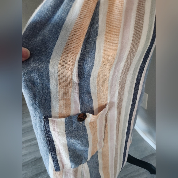 Marissa Olivia Linen Blend Maxi Long Skirt Striped Pockets MCM Vibe Sz M - Picture 6 of 14